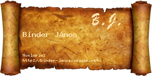 Binder János névjegykártya